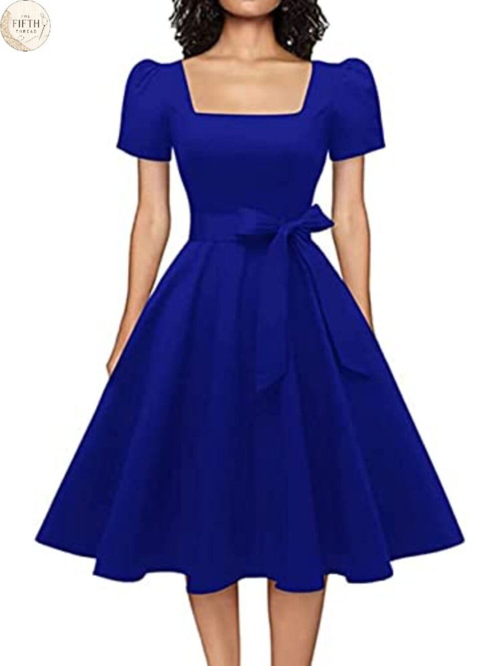 Square Neck Ruffle Sleeve A-Line Cocktail Dress with Pockets